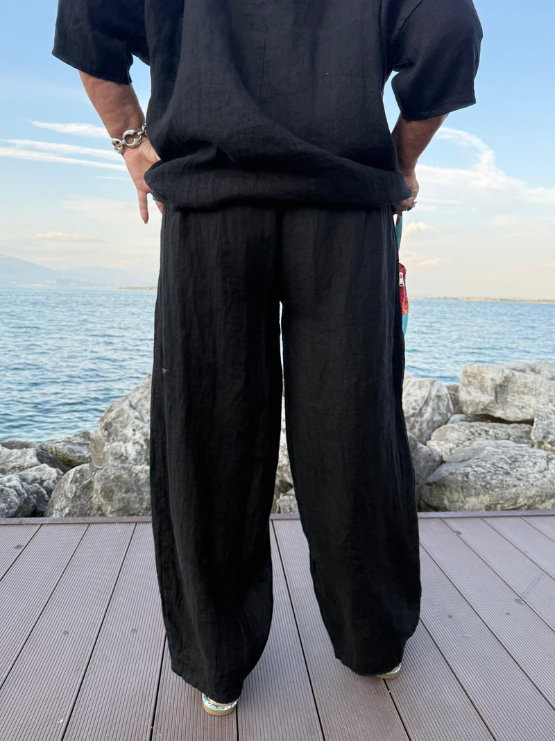 PANTALONI NOA NERI IN LINO