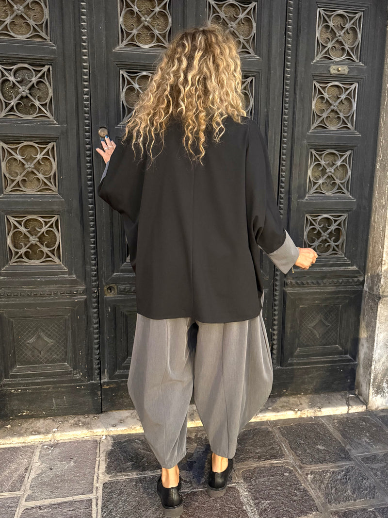 BLUSA GLENDA NERA E GRIGIA
