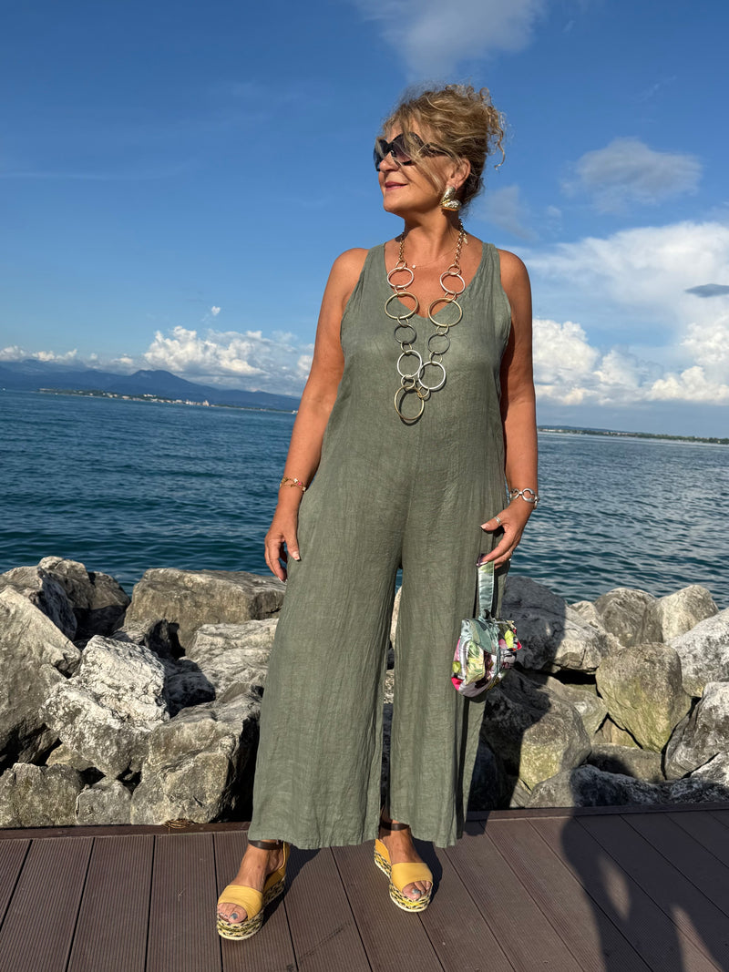 TUTA NODO IN LINO VERDE MILITARE