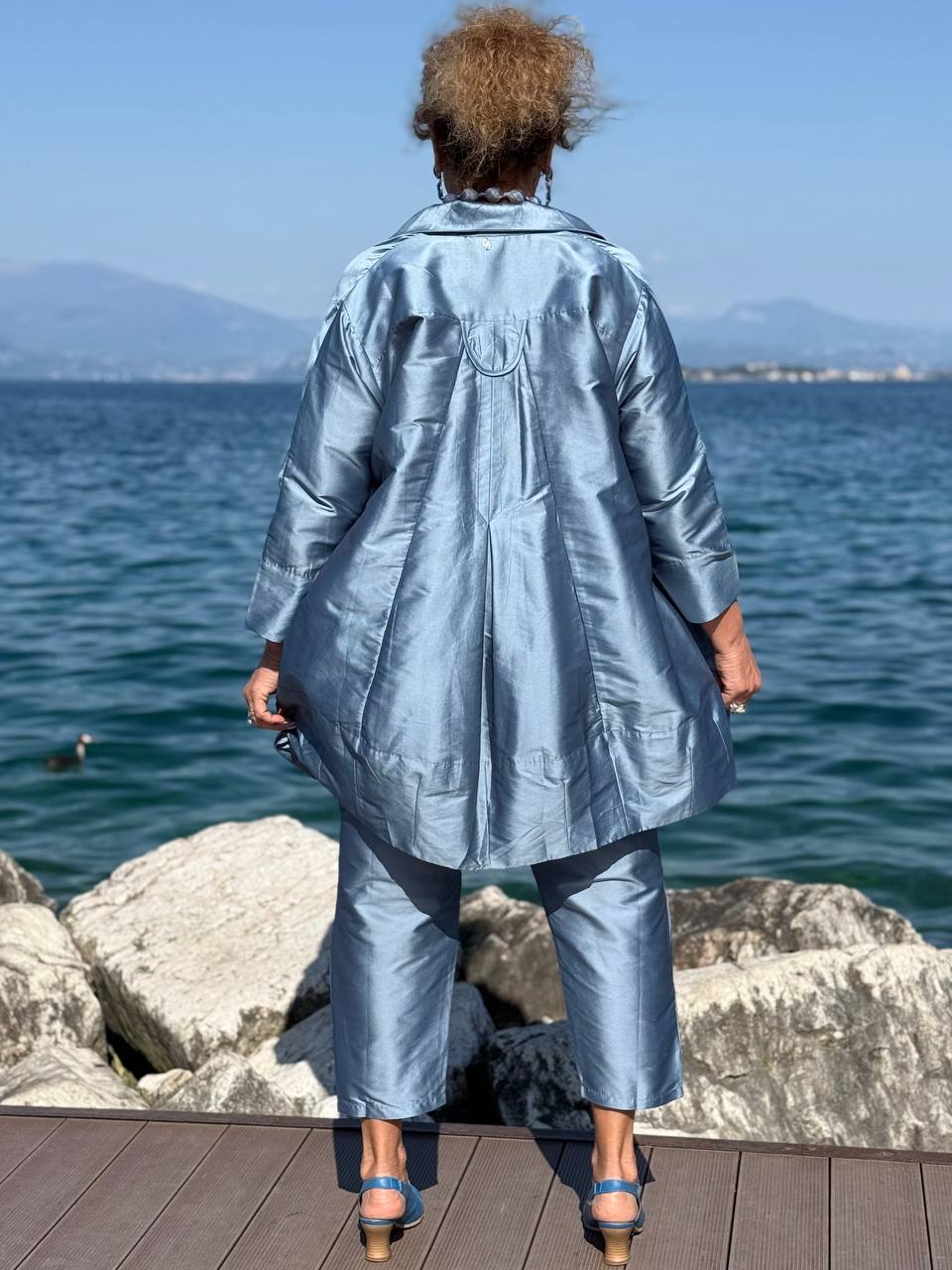 COMPLETO TAFFETA’ AURORA AZURRO POLVERE