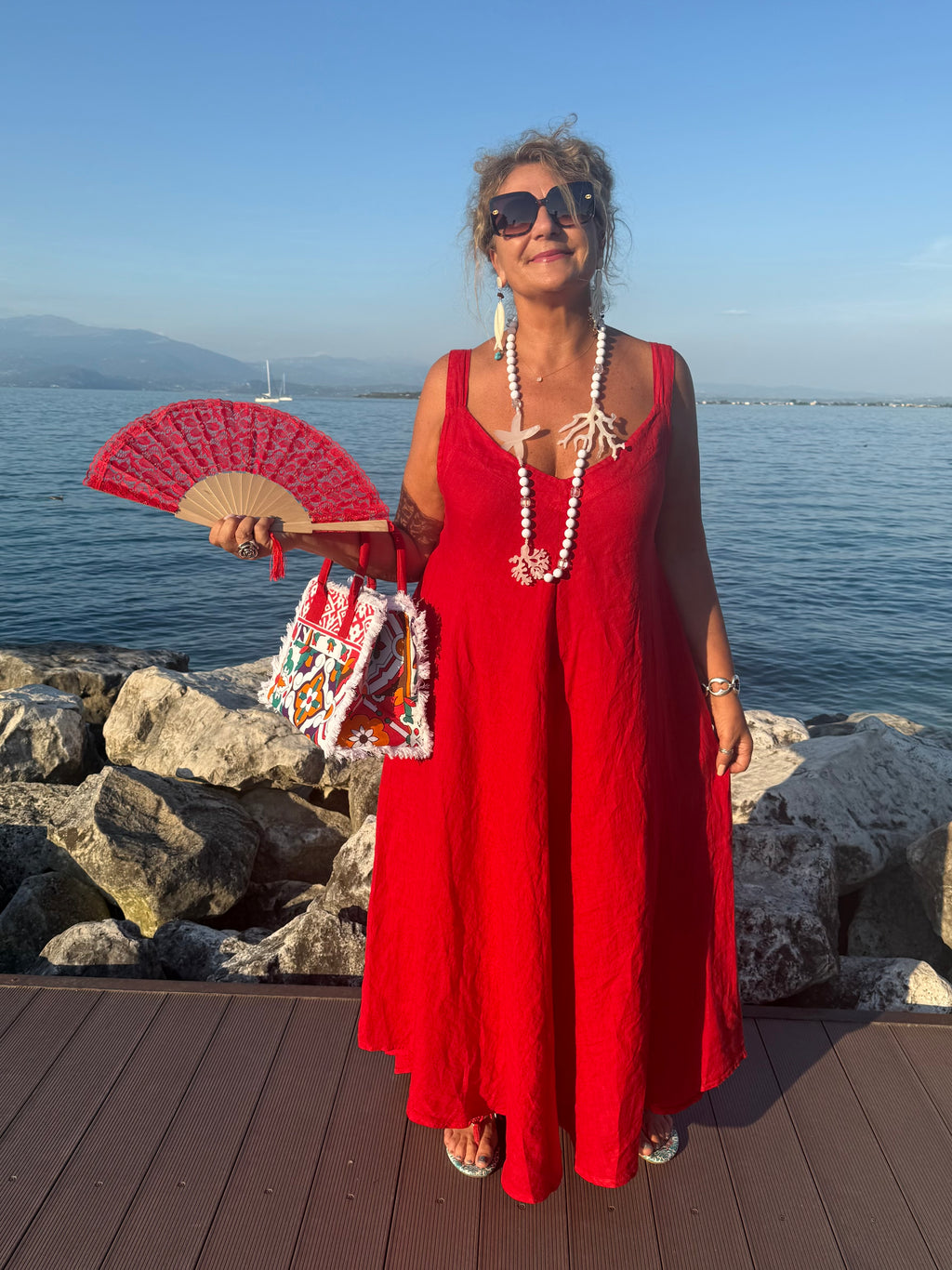 ABITO LINO KELLY ROSSO