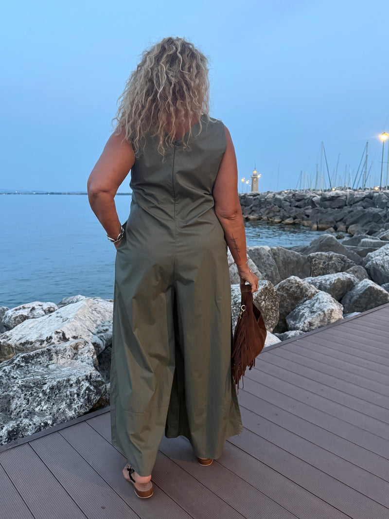 TUTA SMANICATA POPELINE VERDE MILITARE