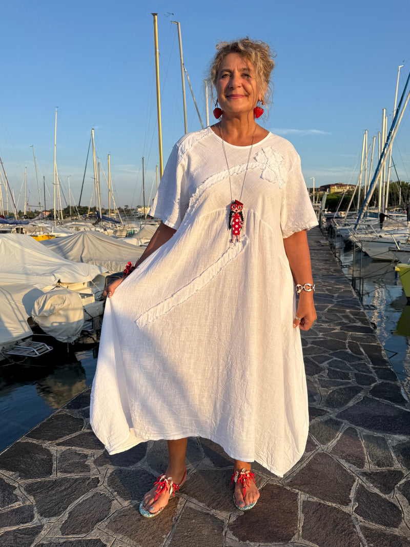 ABITO MARGHERITA IN LINO BIANCO