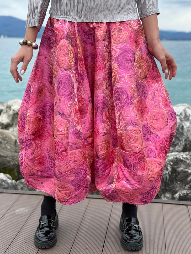 GONNA IN JACQUARD ROSA CON ROSE