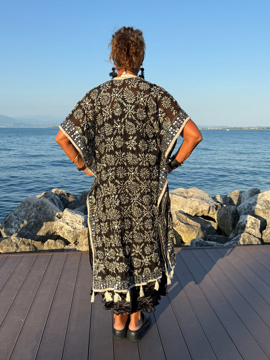 KIMONO NAPPINE NERO E SABBIATO
