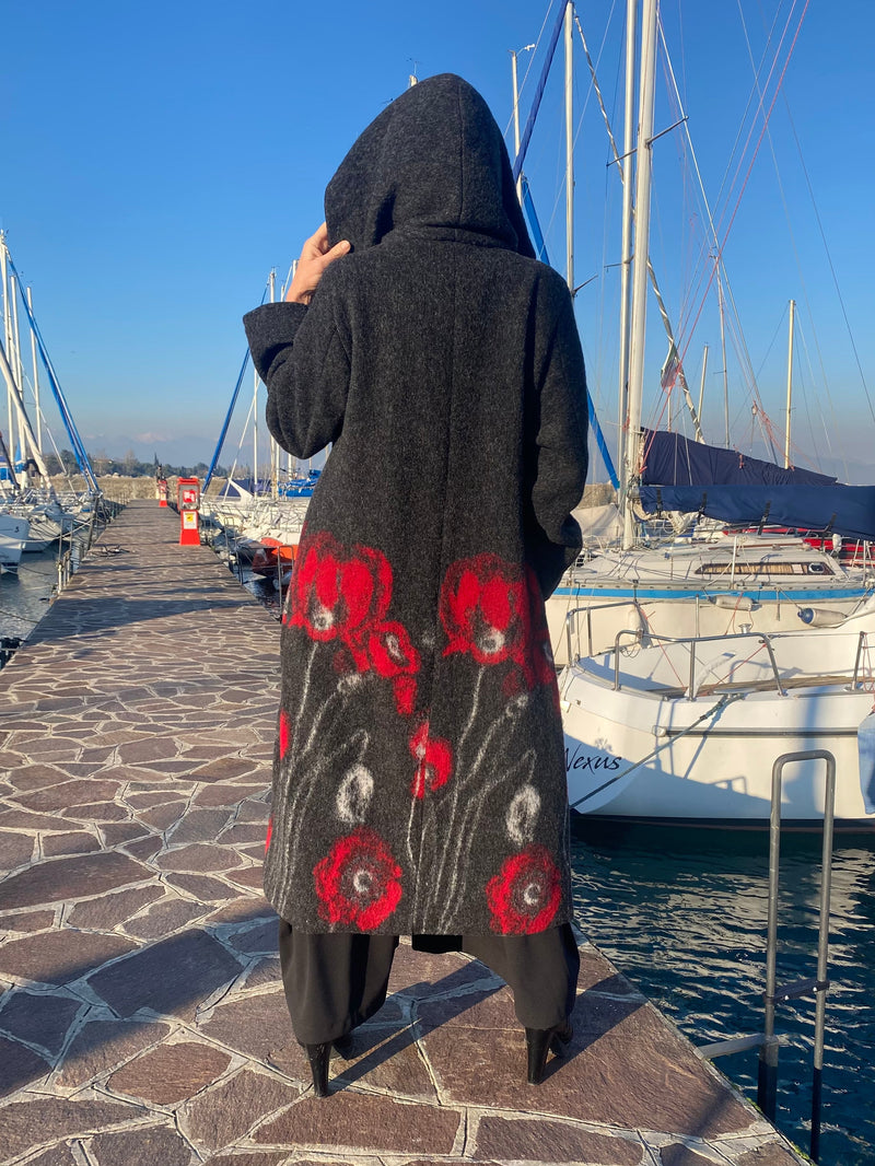 CAPPOTTO LUNGO CON CAPPUCCIO REVERSIBILE