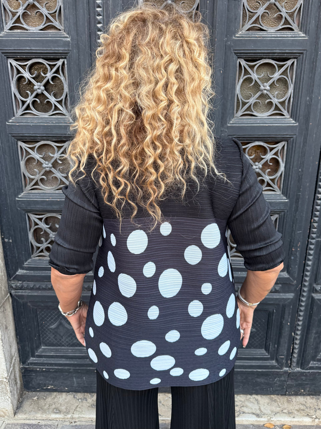 MAGLIA IN PLISSE POIS