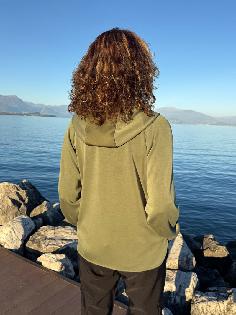 FELPA CON TASCHE PETALI VERDE MILITARE