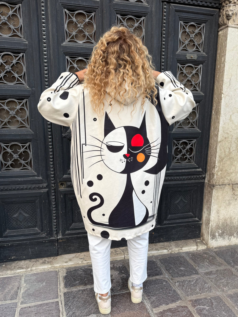 CAPPOTTO LUNGO CON CAPPUCCIO REVERSIBILE GRIGIO