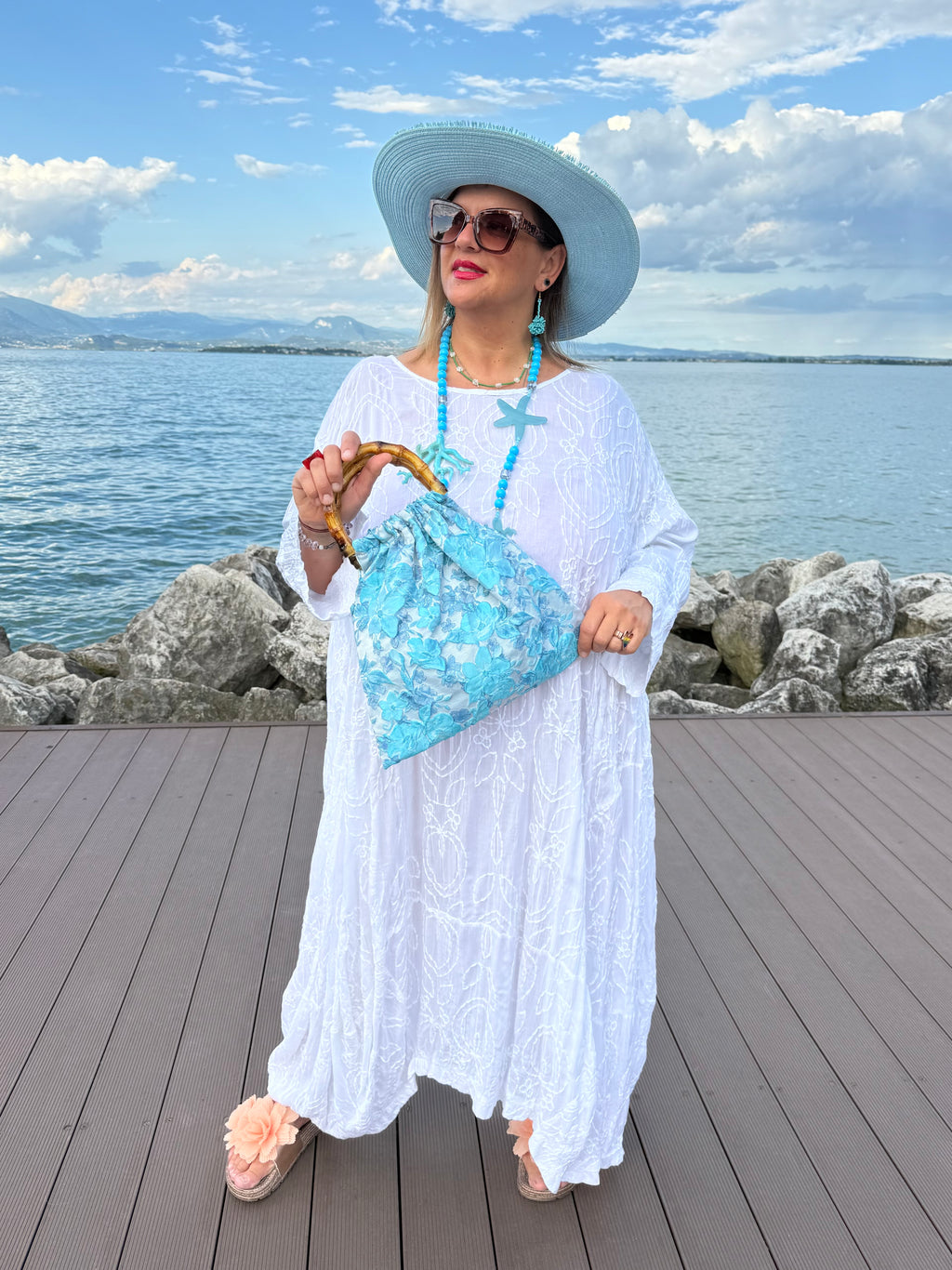 BORSA IN BROCCATO TURCHESE