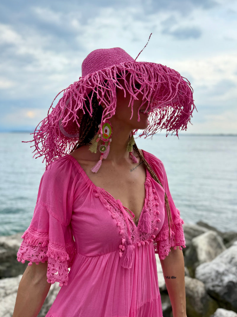 ABITO LUNGO FUCSIA FLORA