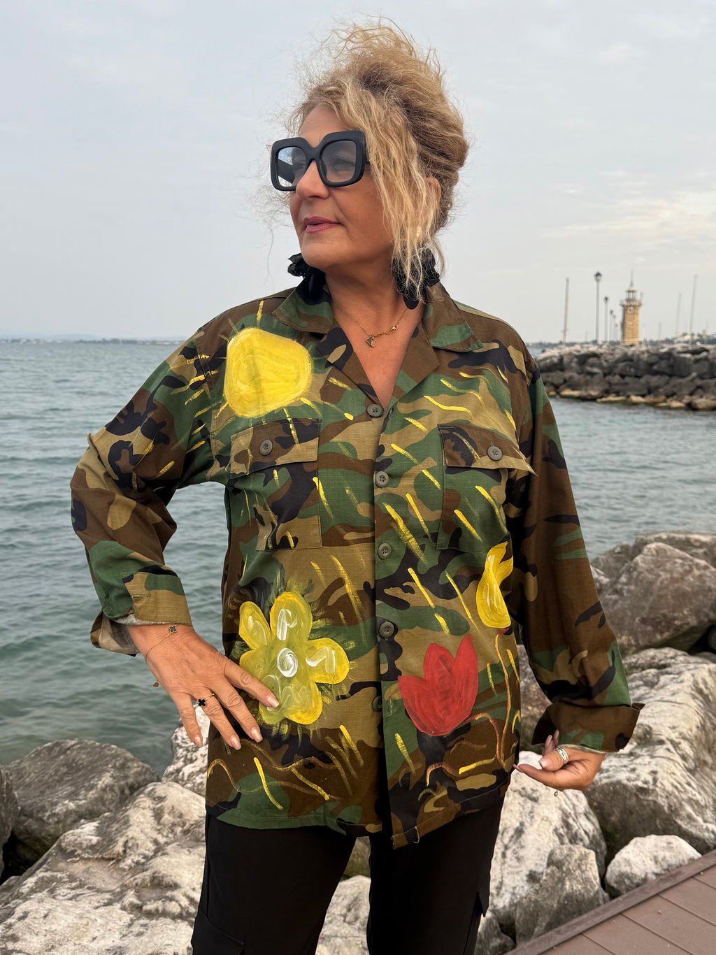 GIACCA /CAMICIA CORTA MILITARE DIPINTA
