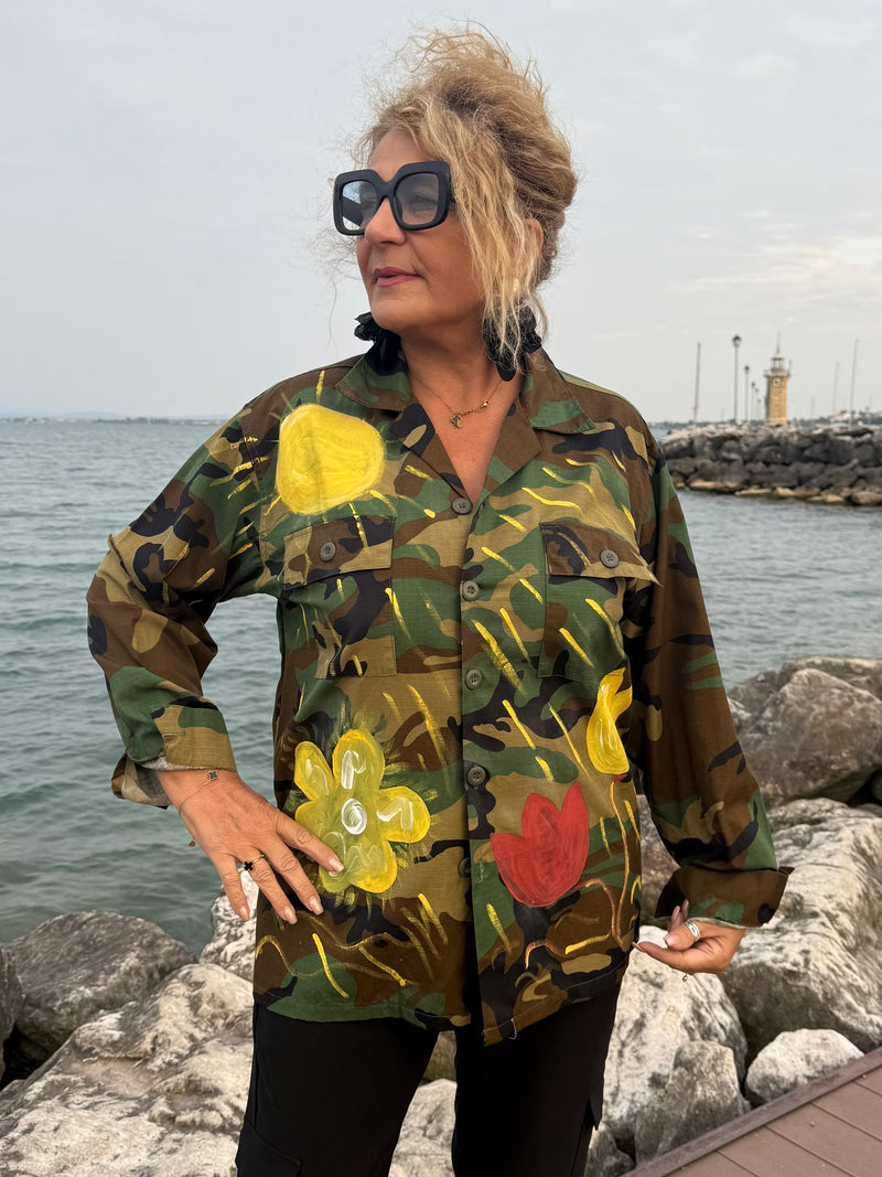 GIACCA /CAMICIA CORTA MILITARE DIPINTA