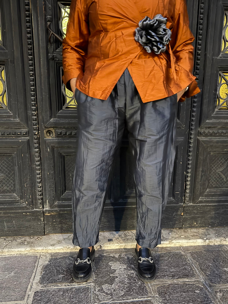 PANTALONI STROPICCIATI GRIGIOLUCIDO
