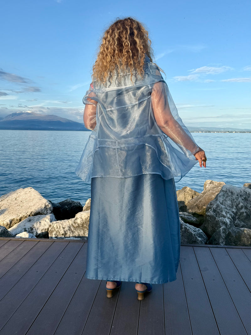 COPRISPALLE ORGANZA AZZURRO POLVERE