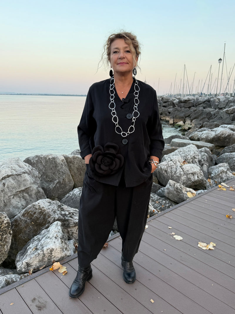 PANTALONE AMPIO PLISSÉ NERO
