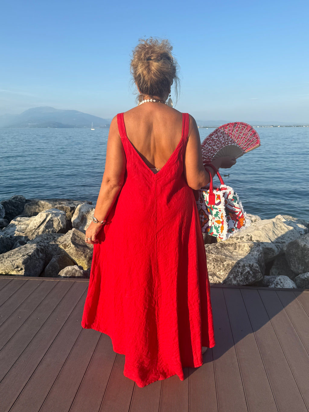 ABITO LINO KELLY ROSSO