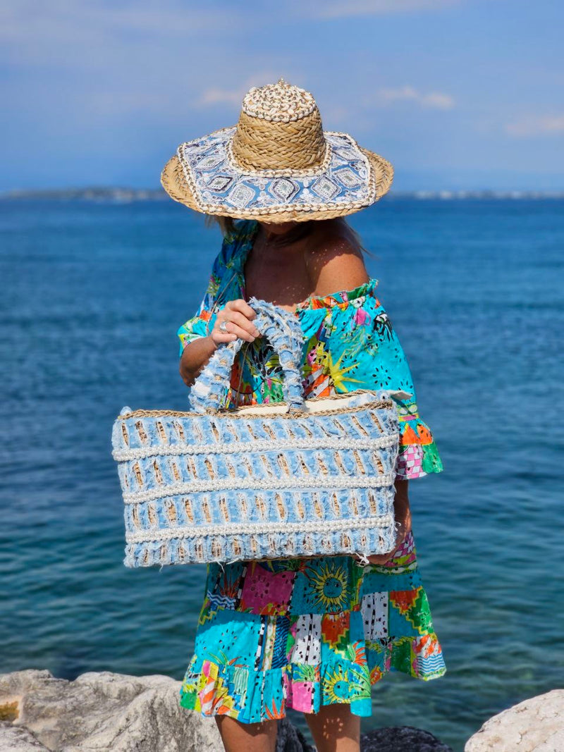 BORSA PAGLIA E JEANS