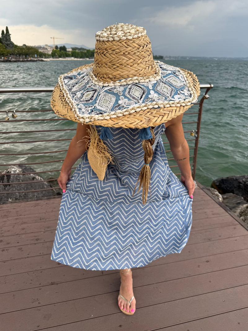 CAPELLO IN PAGLIA BOHO CON PASSAMANERIA