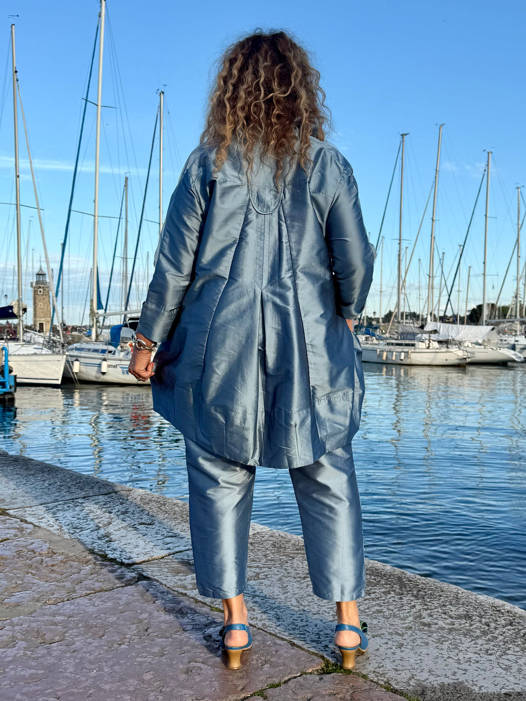 COMPLETO TAFFETA’ AURORA AZURRO POLVERE