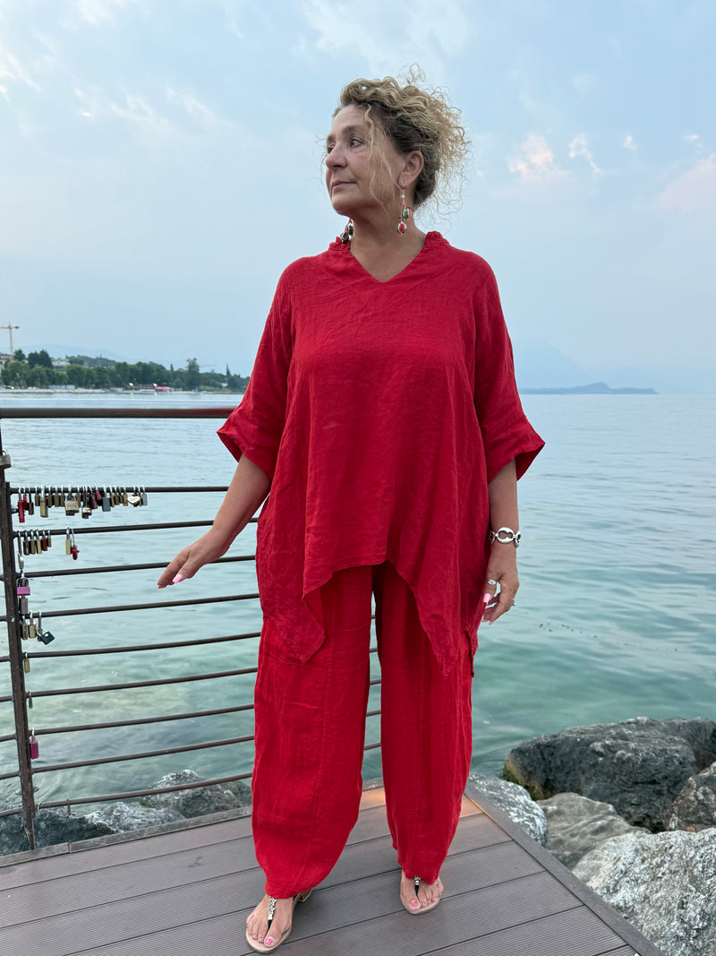 PANTALONI NOA ROSSO IN LINO (BIS)
