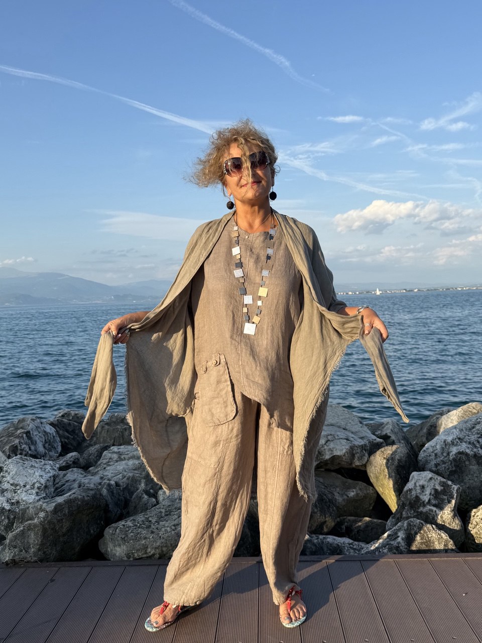 PANTALONI NOA TORTORA IN LINO