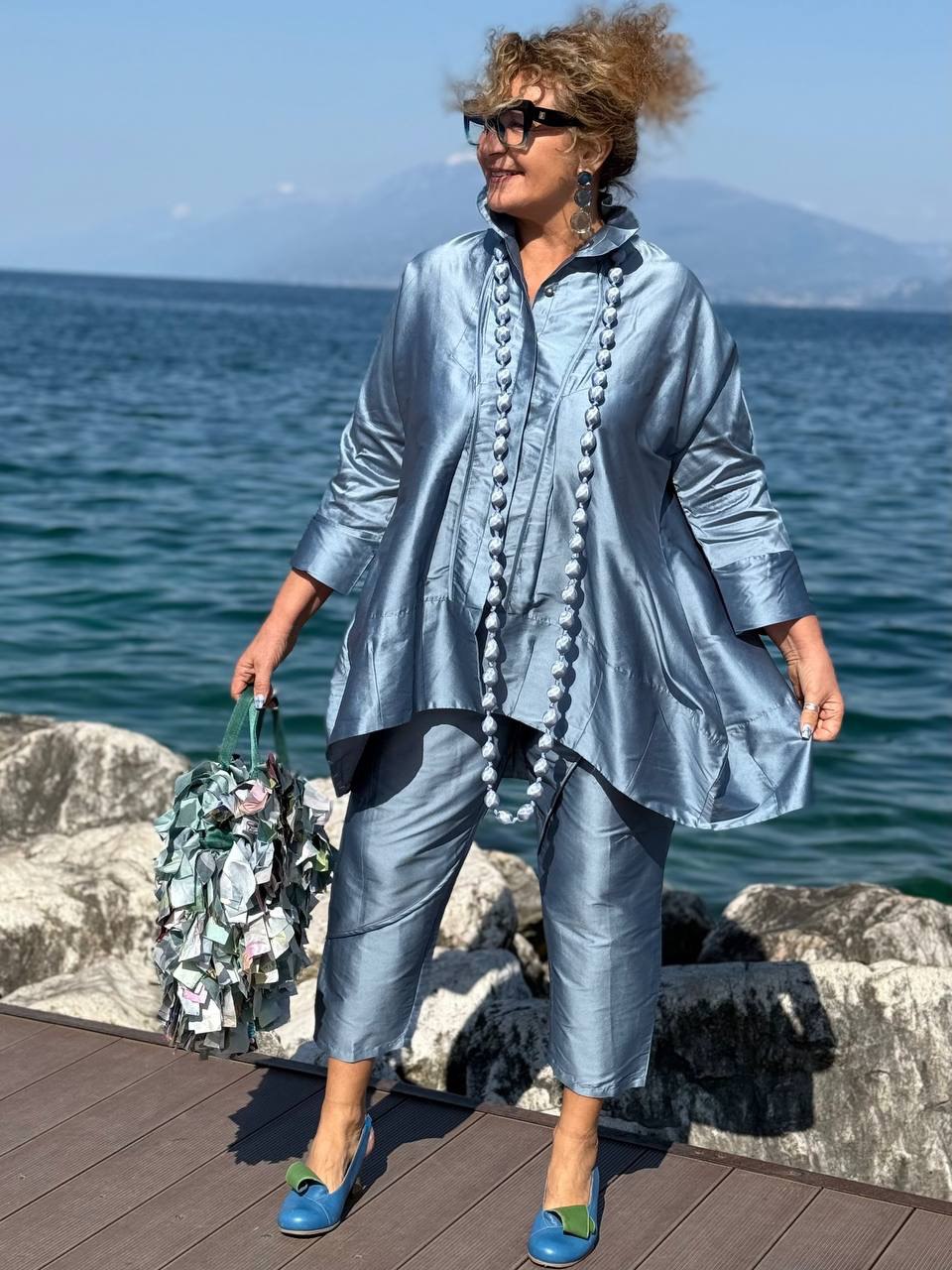 COMPLETO TAFFETA’ AURORA AZURRO POLVERE