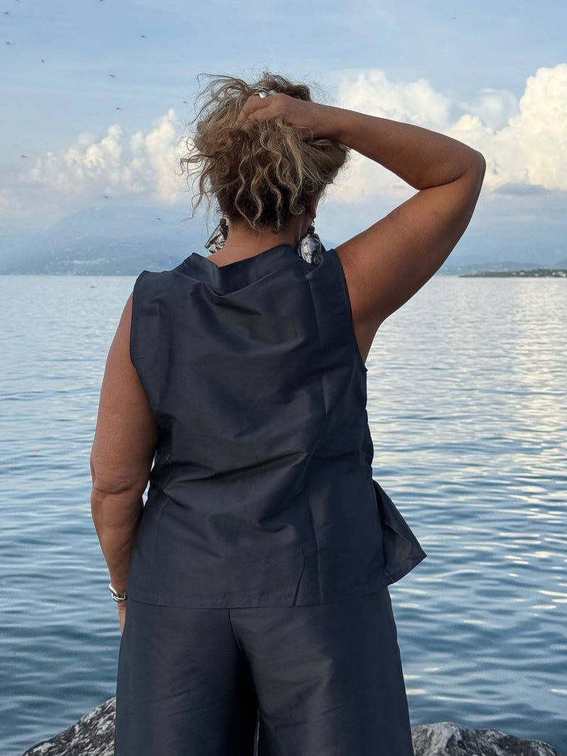 TOP GRIGIO TAFFETA’