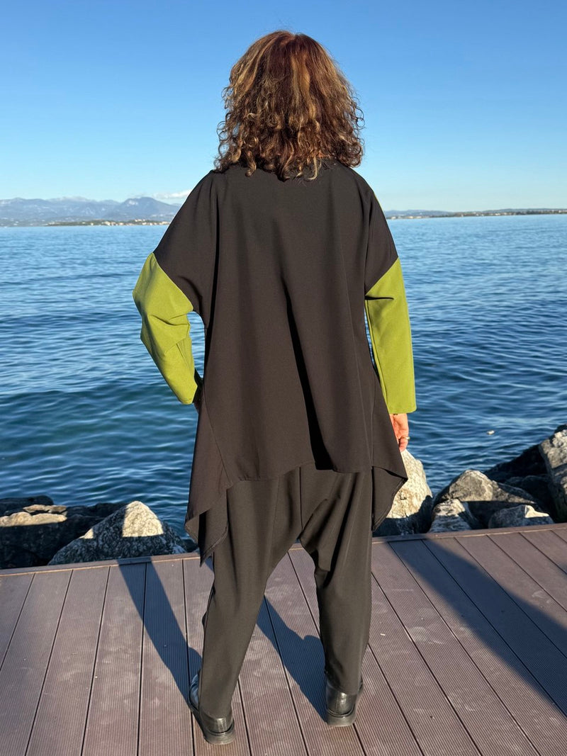 BLUSA ZEINA LIME E NERA