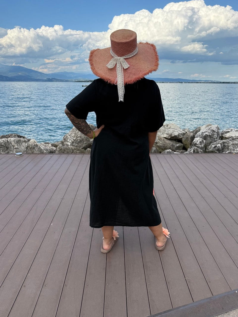 ABITO MARGHERITA IN LINO NERO