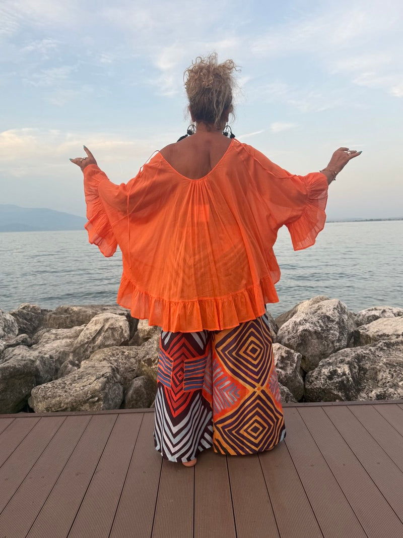BLUSA A PONCHO ARANCIONE
