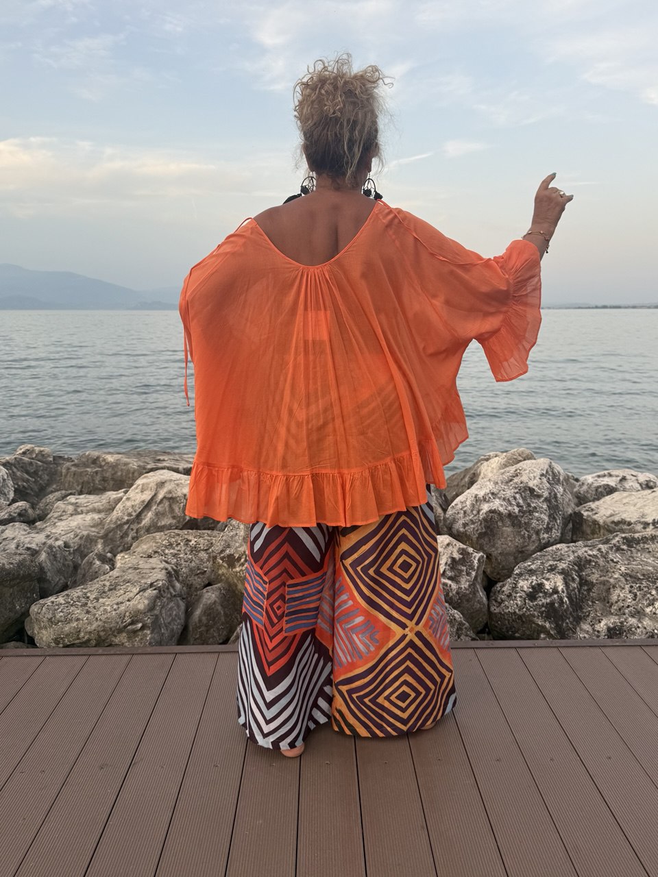 BLUSA A PONCHO ARANCIONE