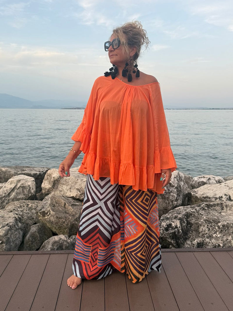 BLUSA A PONCHO ARANCIONE