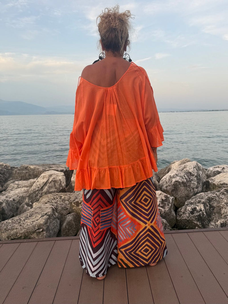 BLUSA A PONCHO ARANCIONE