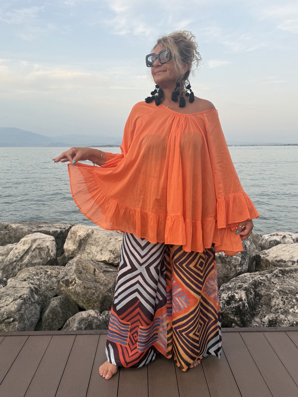 BLUSA A PONCHO ARANCIONE