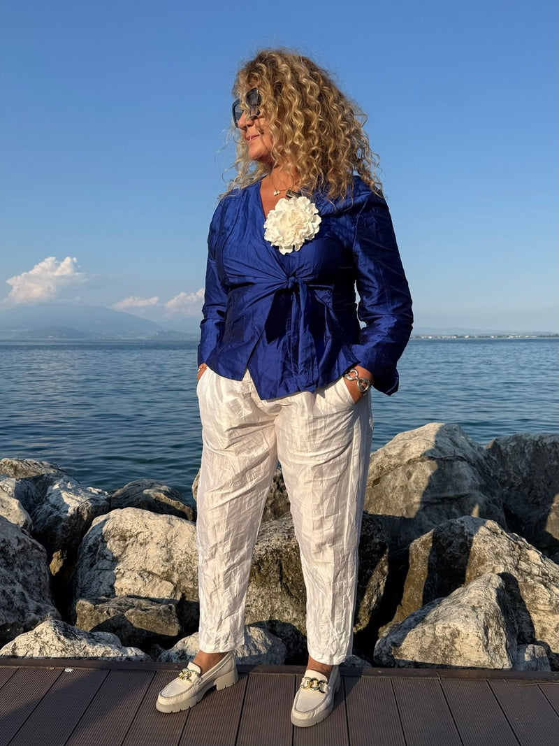 PANTALONI STROPICCIATI BIANCHI