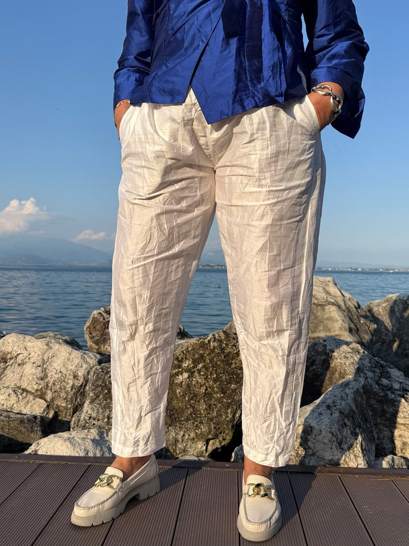 PANTALONI STROPICCIATI BIANCHI