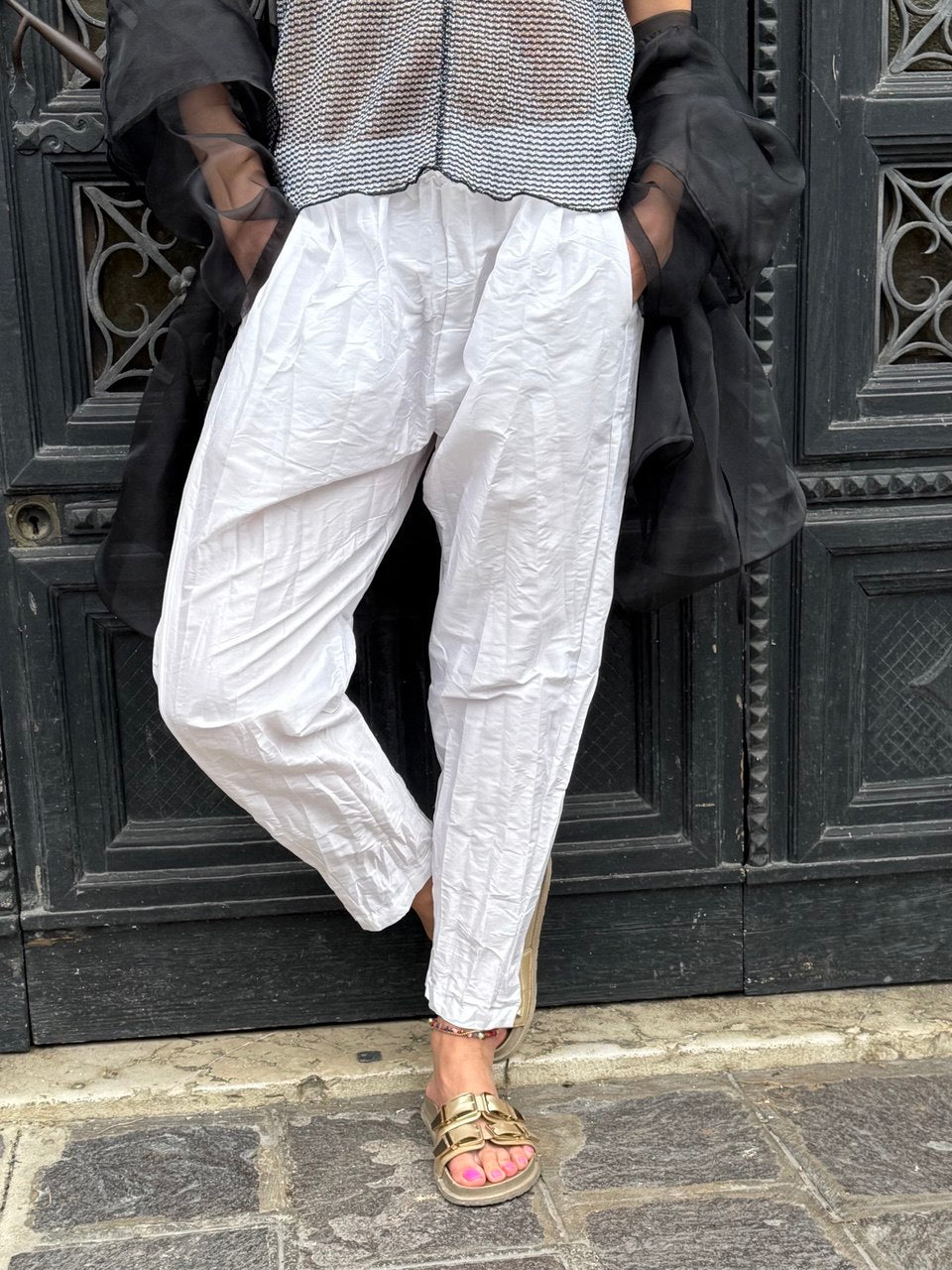 PANTALONI STROPICCIATI BIANCHI BIS
