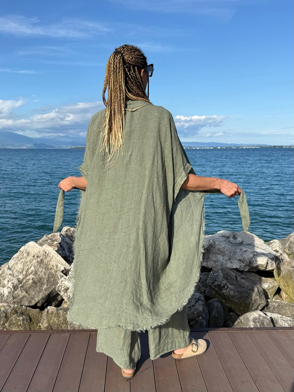 SPOLVERINO NODO VERDE MILITARE IN LINO