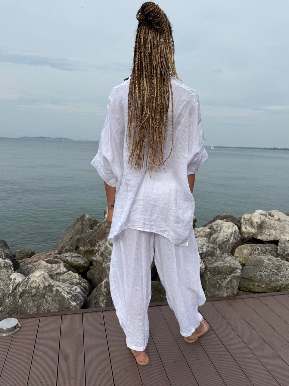 BLUSA BIANCA LINO SCOLLO V