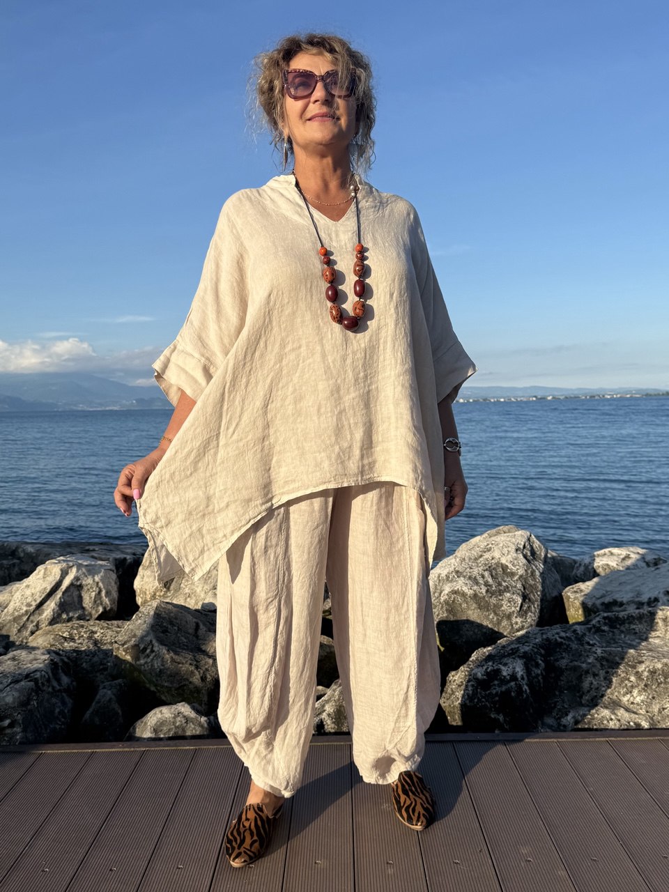BLUSA SABBIA LINO SCOLLO V