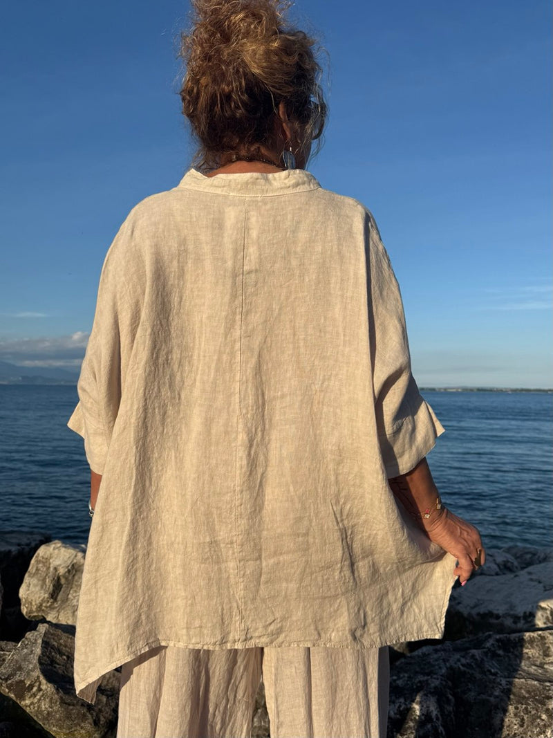 BLUSA SABBIA LINO SCOLLO V