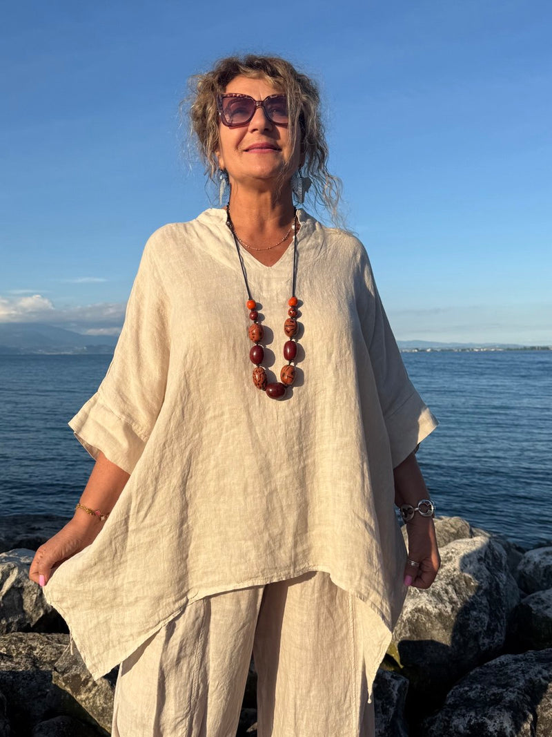 BLUSA SABBIA LINO SCOLLO V
