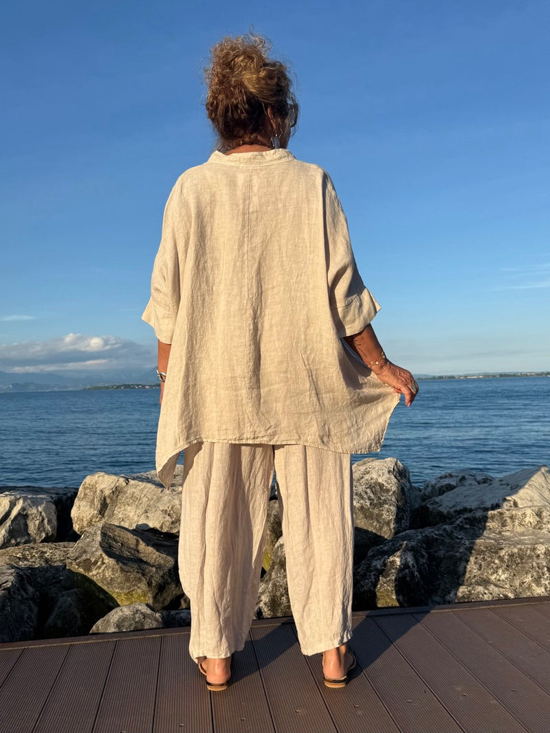 BLUSA SABBIA LINO SCOLLO V