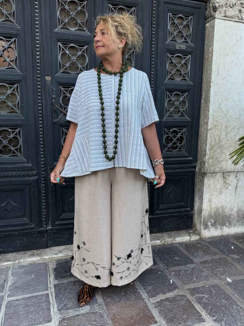 PANTALONI LARGHI RICAMATI