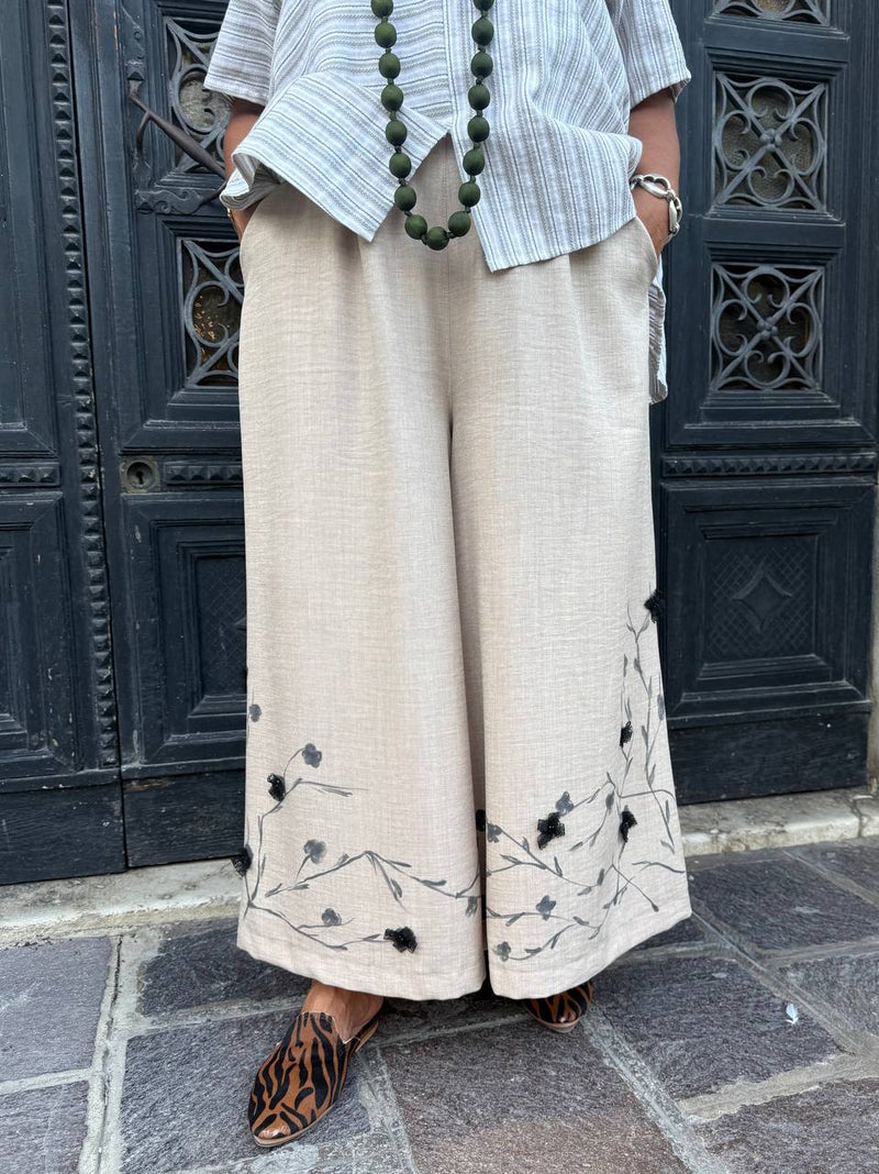 PANTALONI LARGHI RICAMATI