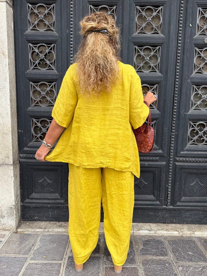 BLUSA GIOIELLO LINO GIALLO OCRA