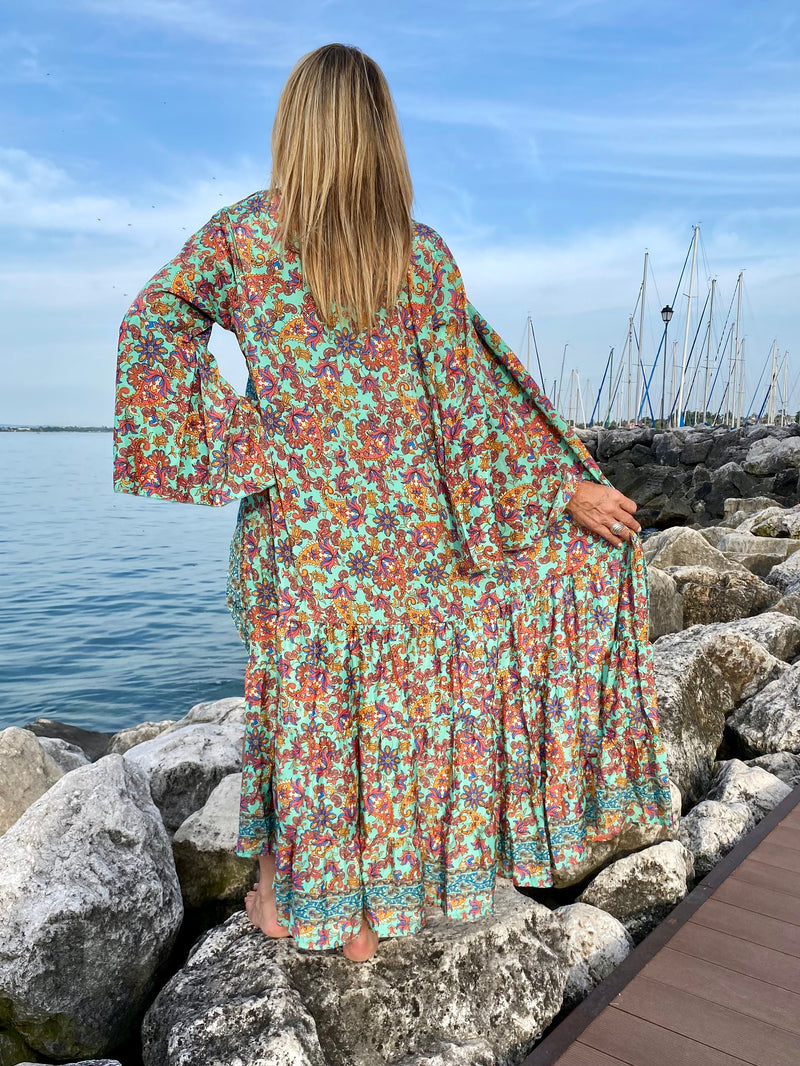 KIMONO MENTA E FIORI