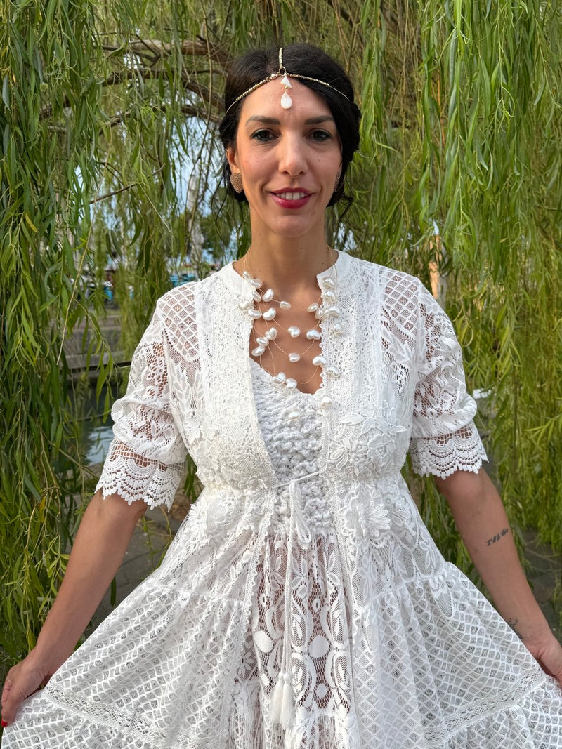 CHEMISIER BIANCO IN PIZZO