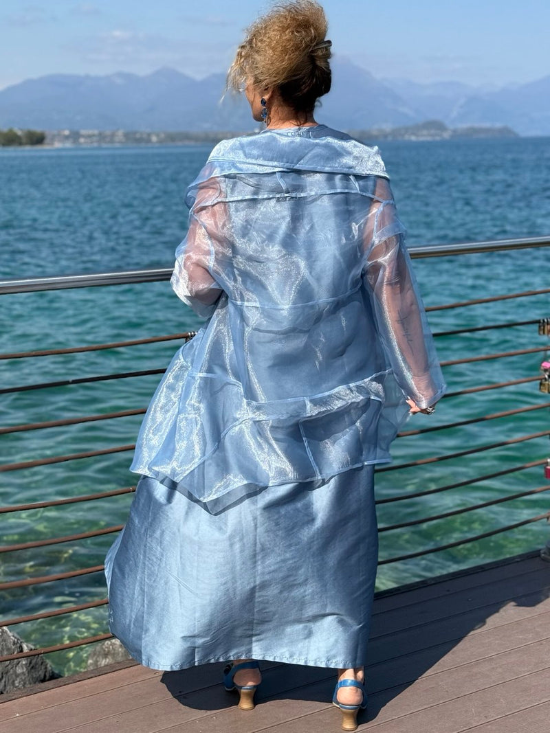 COPRISPALLE ORGANZA AZZURRO POLVERE